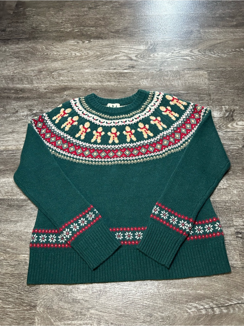 Kiel James Patrick Cozy Cabin Sweater Large Green Gingerbread Fair Isle